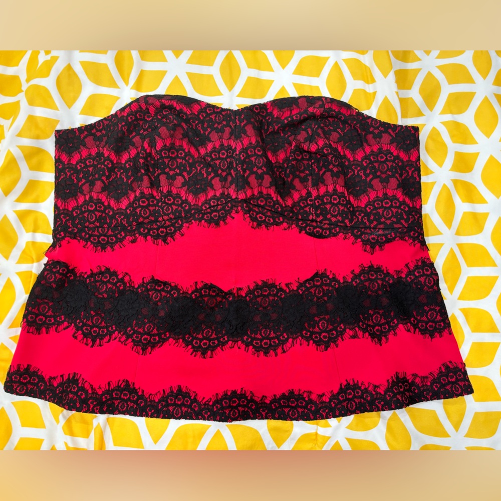 Lane Bryant strapless red & black top size 24
